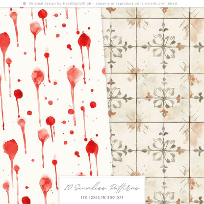 Bad Housewife - Seamless Patterns, Domestic Horror, Creepy Cute, Halloween | 10 JPEG