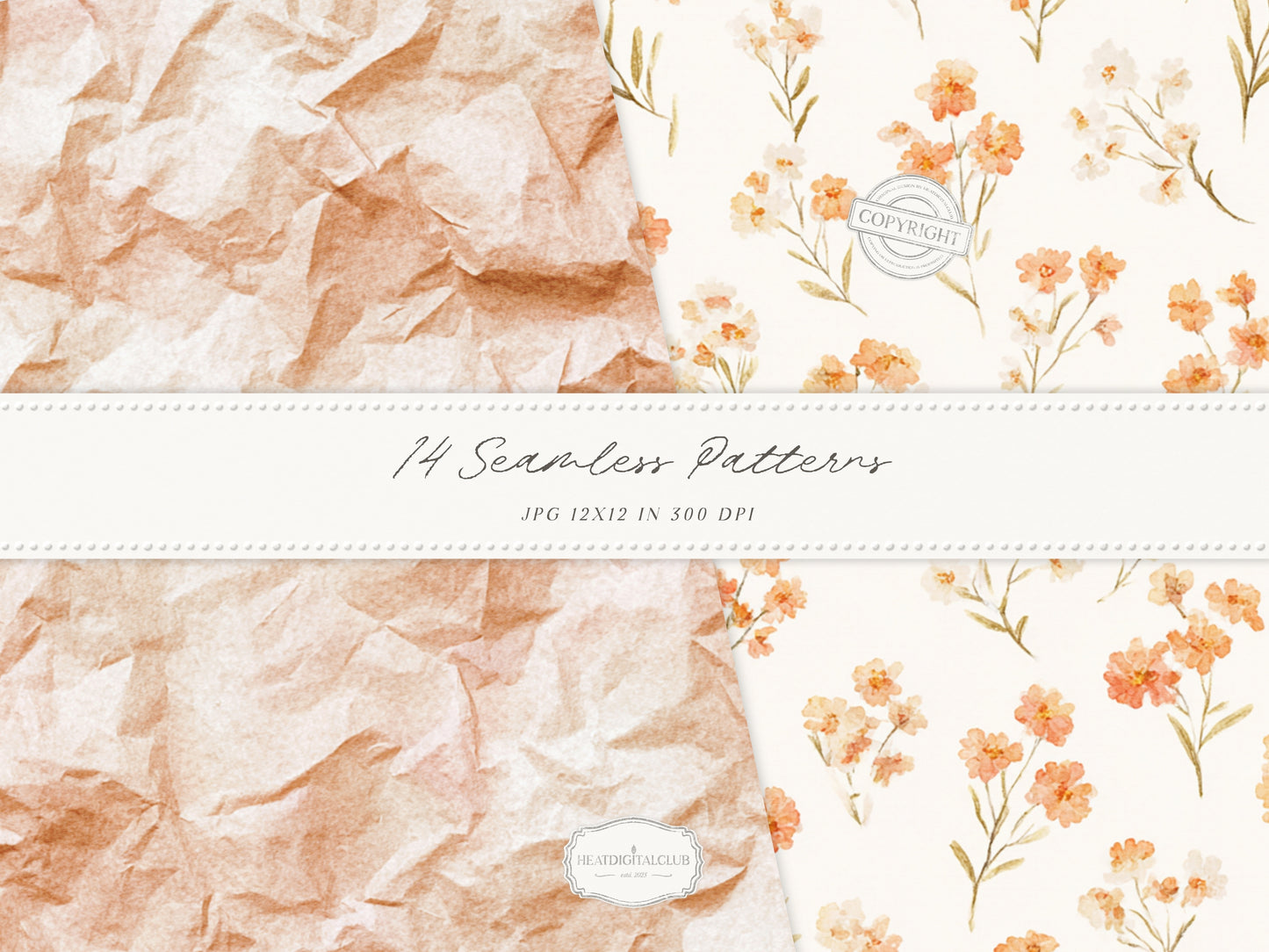 Knitted Fall - Seamless Patterns, Autumn Gingham Paper, Cozy Knit Pattern, Pumpkin Paper, Fall Scrapbook | 14 JPEG