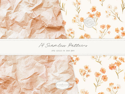Knitted Fall - Seamless Patterns, Autumn Gingham Paper, Cozy Knit Pattern, Pumpkin Paper, Fall Scrapbook | 14 JPEG