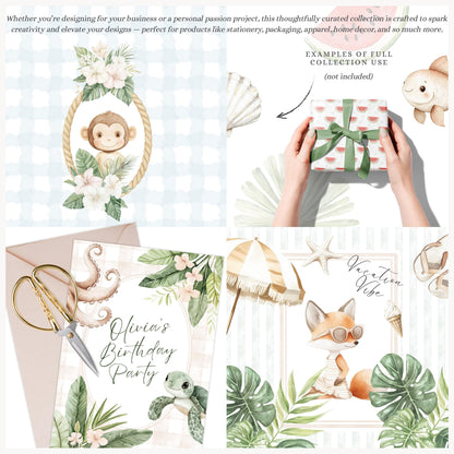 Vacation Vibe - Seamless Patterns, Tropical Beach, Ocean Baby Shower | 10 JPEG
