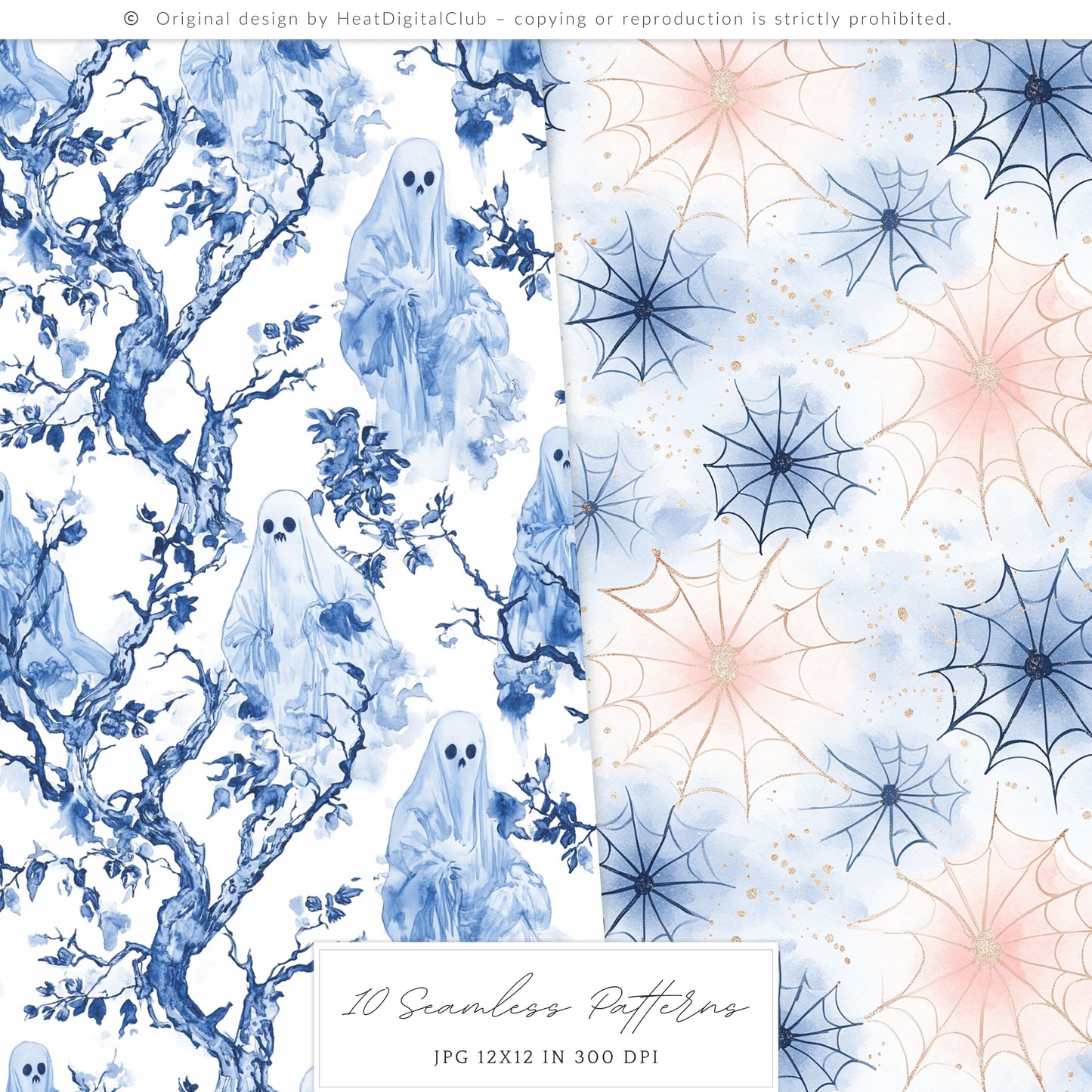 Chic to Death - Seamless Patterns, Halloween Grandmillennial, Chic Spooky | 10 JPEG