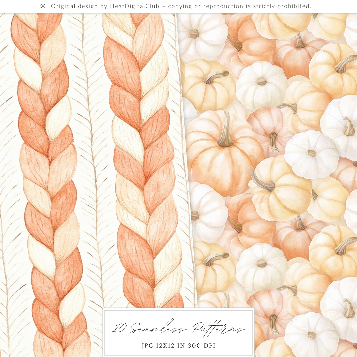 Pumpkin Soul - Seamless Patterns, Fall, Cozy Autumn |10 JPEG