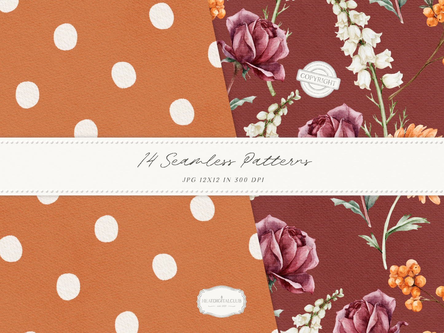 Knitted Fall - Seamless Patterns, Autumn Gingham Paper, Cozy Knit Pattern, Pumpkin Paper, Fall Scrapbook | 14 JPEG