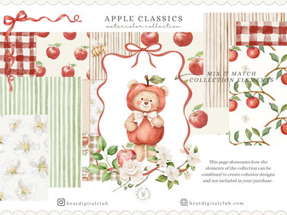 Apple Classics - Apple Classics Nursery Clipart Bundle, Cute Animals, Orchard Kids, Fall Baby | 102 PNG/JPEG