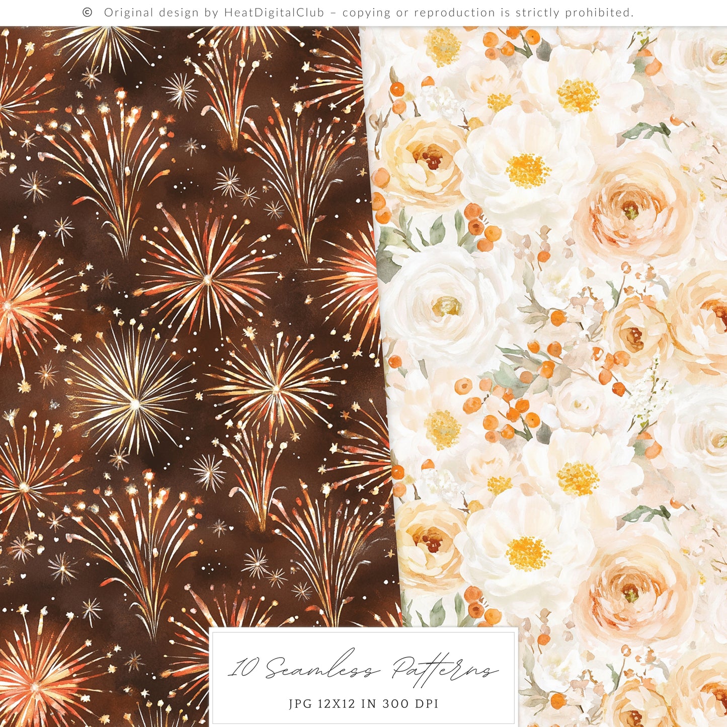 Born In Fall - Seamless Patterns, Autumn Party, Pumpkins and Balloons, Birthday | 10 JPEG