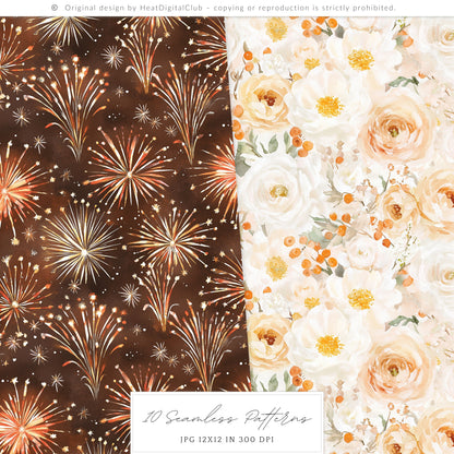 Born In Fall - Seamless Patterns, Autumn Party, Pumpkins and Balloons, Birthday | 10 JPEG