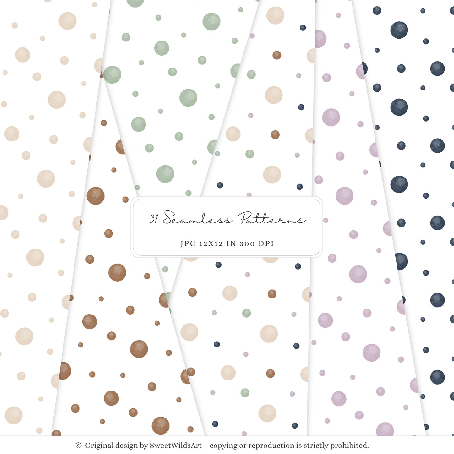 Birthday Woods - Seamless Patterns, Woodland Gingham Polka Dot Stripes | 31 JPEG