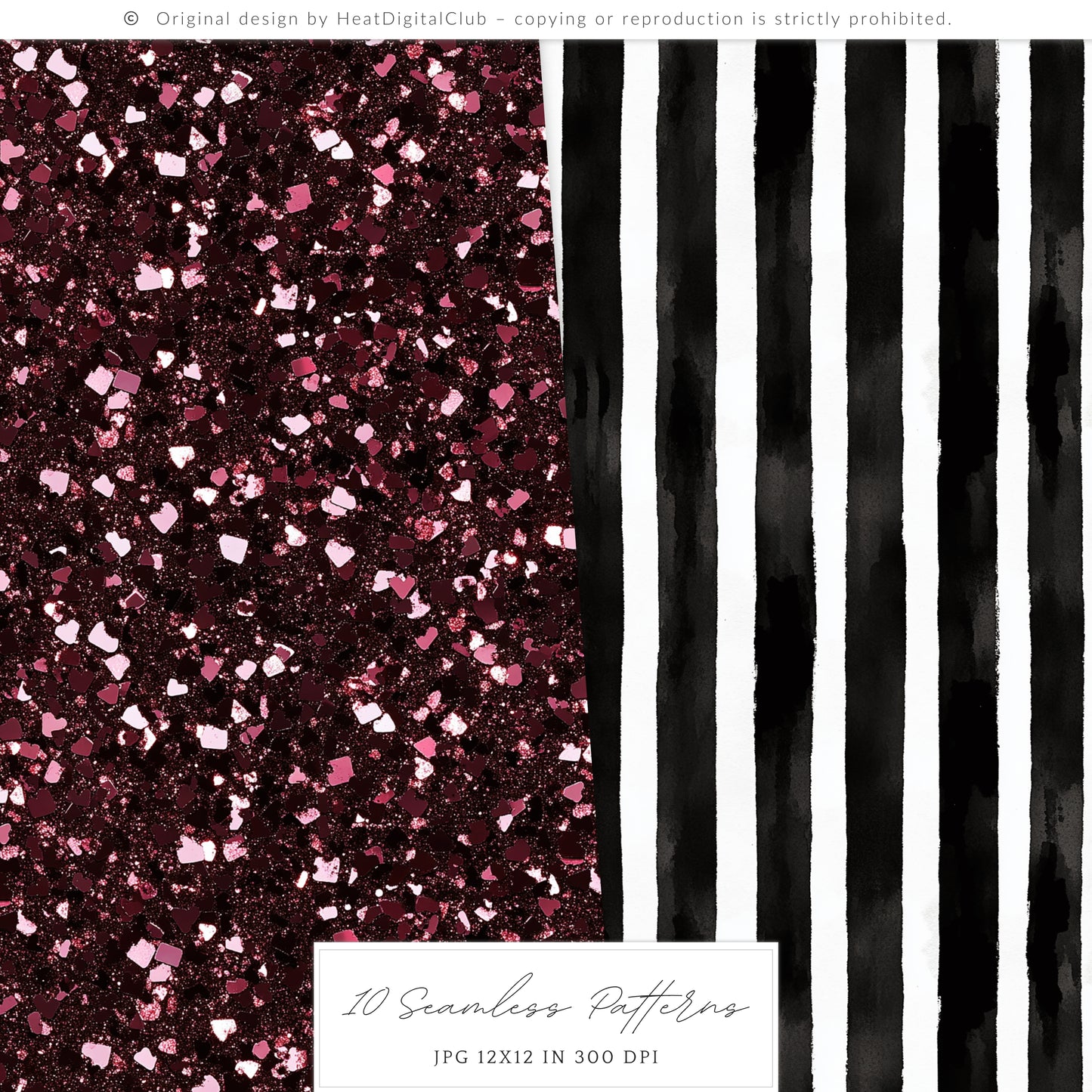 Dark Circus - Seamless Patterns, Gothic, Burgundy, Halloween | 10 JPEG