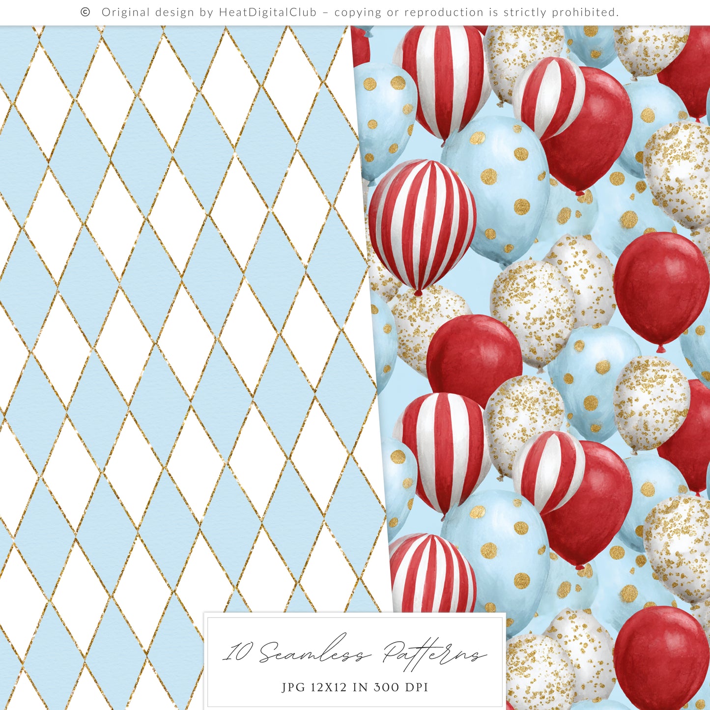 Holiday Circus - Seamless Patterns, Christmas, Red & White Stripes Pattern | 10 JPEG