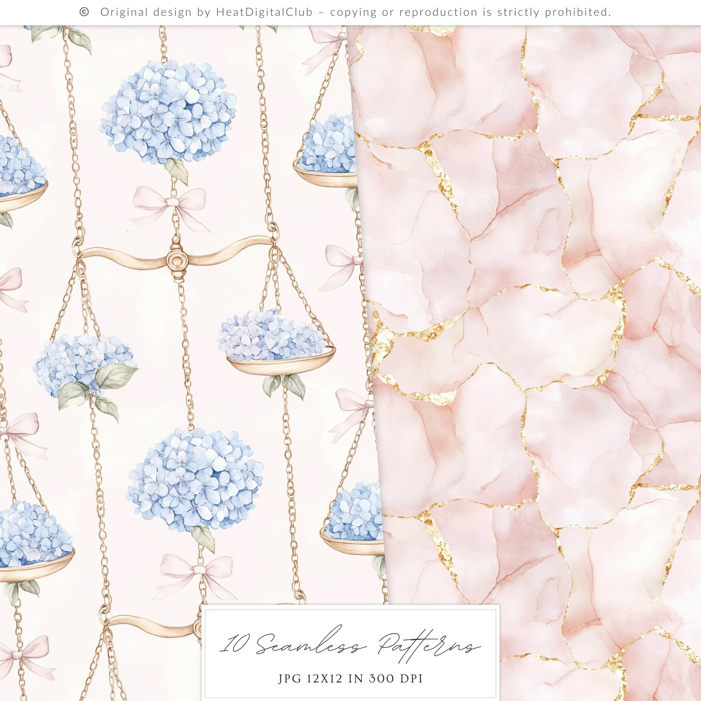 She is a Libra - Watercolor Seamless Patterns,  Libra Zodiac, Astrology, Zodiac | 10 JPEG