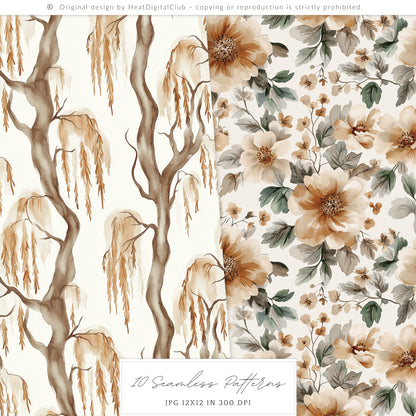 Cozy Haunt - Seamless Patterns, Cozy Halloween, Spooky Autumn, Ghost | 10 JPEG