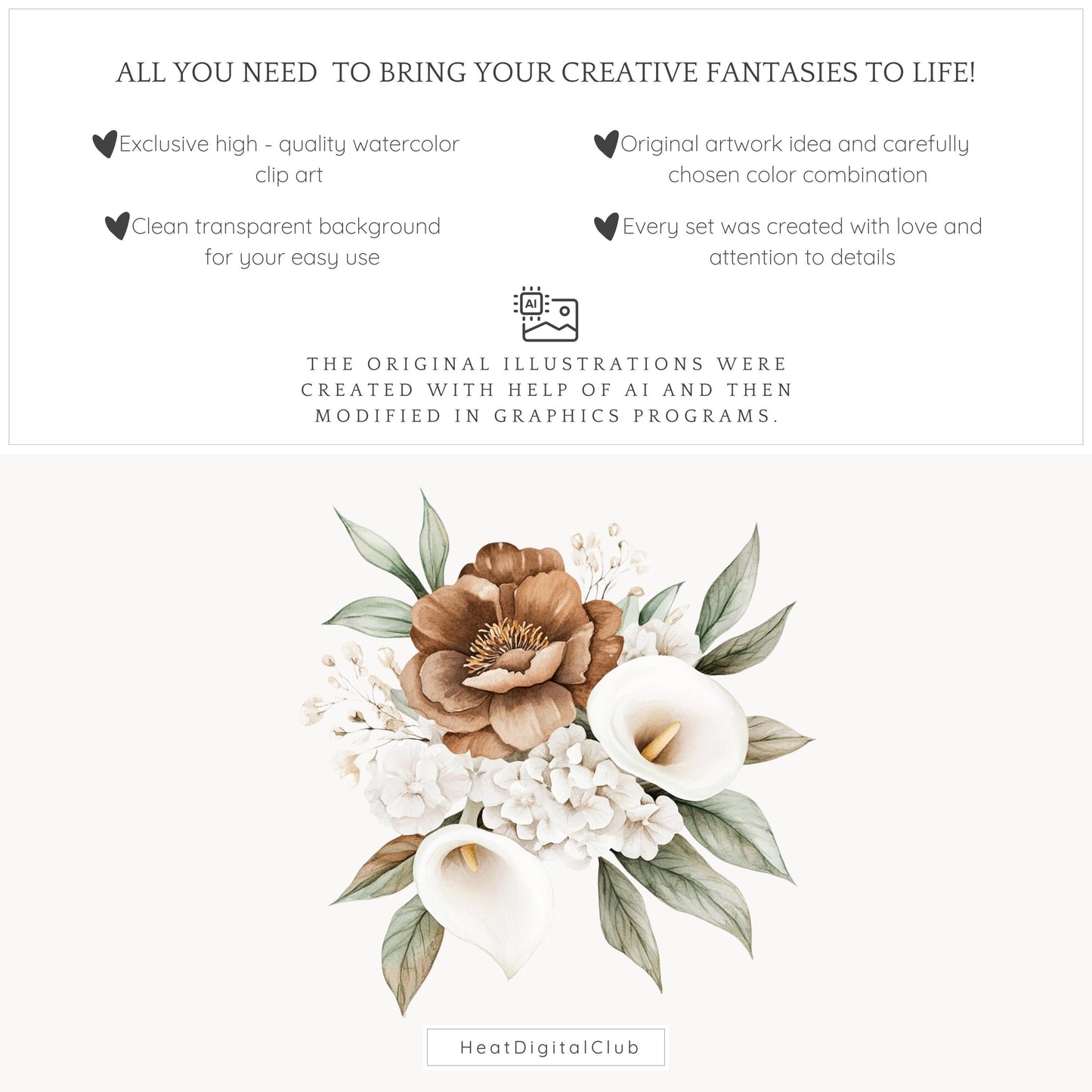 Mocha Spring - Floral Arrangements, Gentle Calla Lillies | 12 PNG