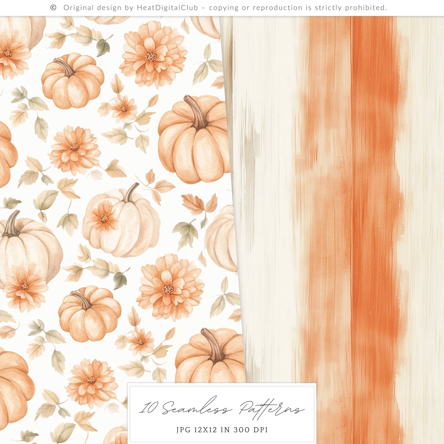 Pumpkin Soul - Seamless Patterns, Fall, Cozy Autumn |10 JPEG