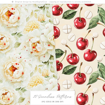 Bad Housewife - Seamless Patterns, Domestic Horror, Creepy Cute, Halloween | 10 JPEG
