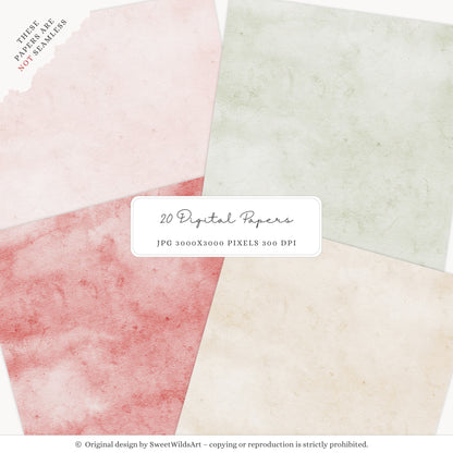 Holly Jolly - Christmas Digital Papers, Pink Red Holiday, Cozy Winter | 20 JPEG