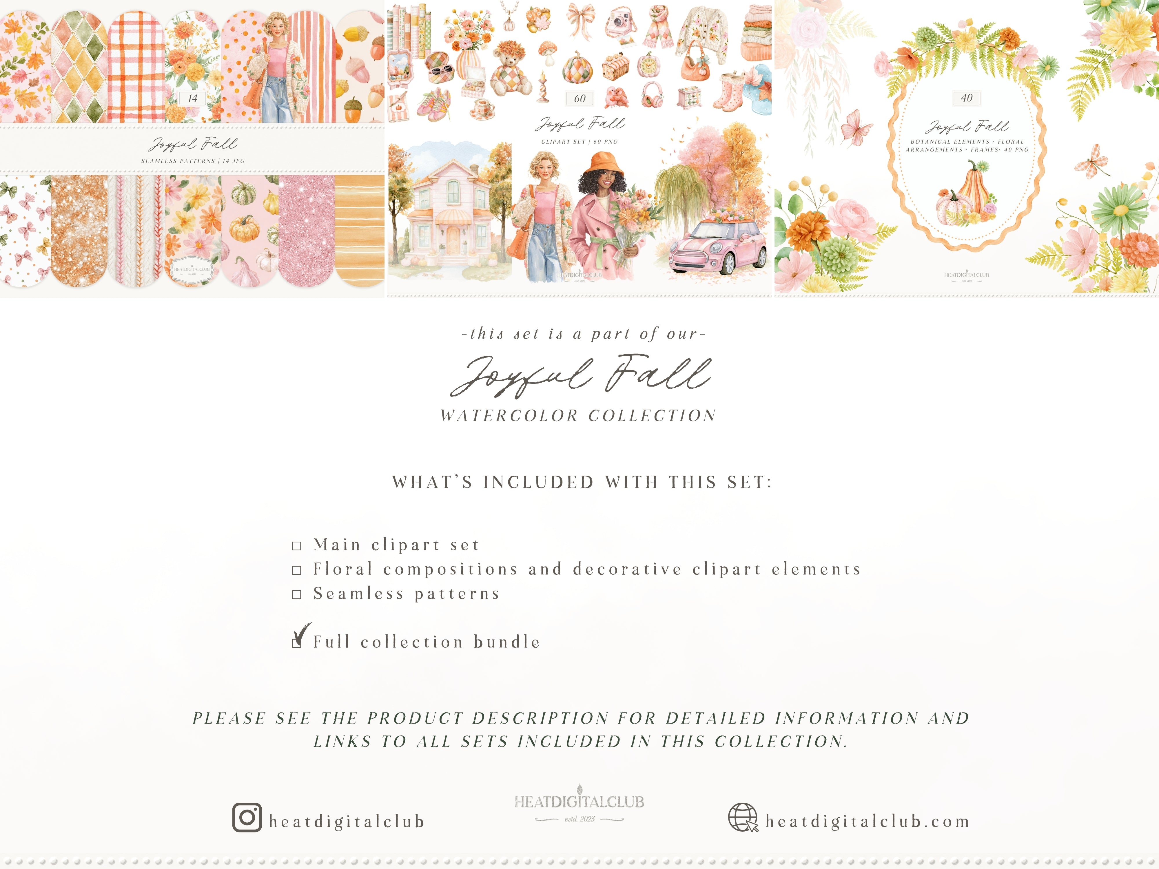 Joyful Fall - Clipart Bundle, Bright Autumn PNG, Cozy Autumn