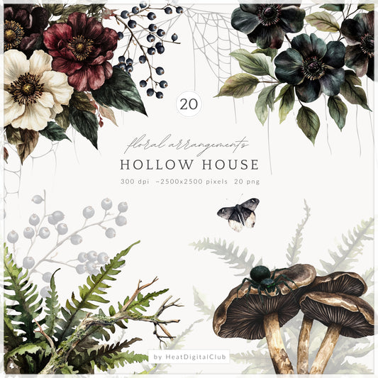Hollow House - Floral Arrangements, Dark Cottagecore, Haunted House | 20 PNG