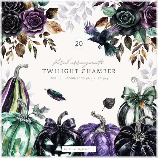 Twilight Chamber - Floral Arrangement, Halloween, Autumn, Gothic Rose | 20 PNG