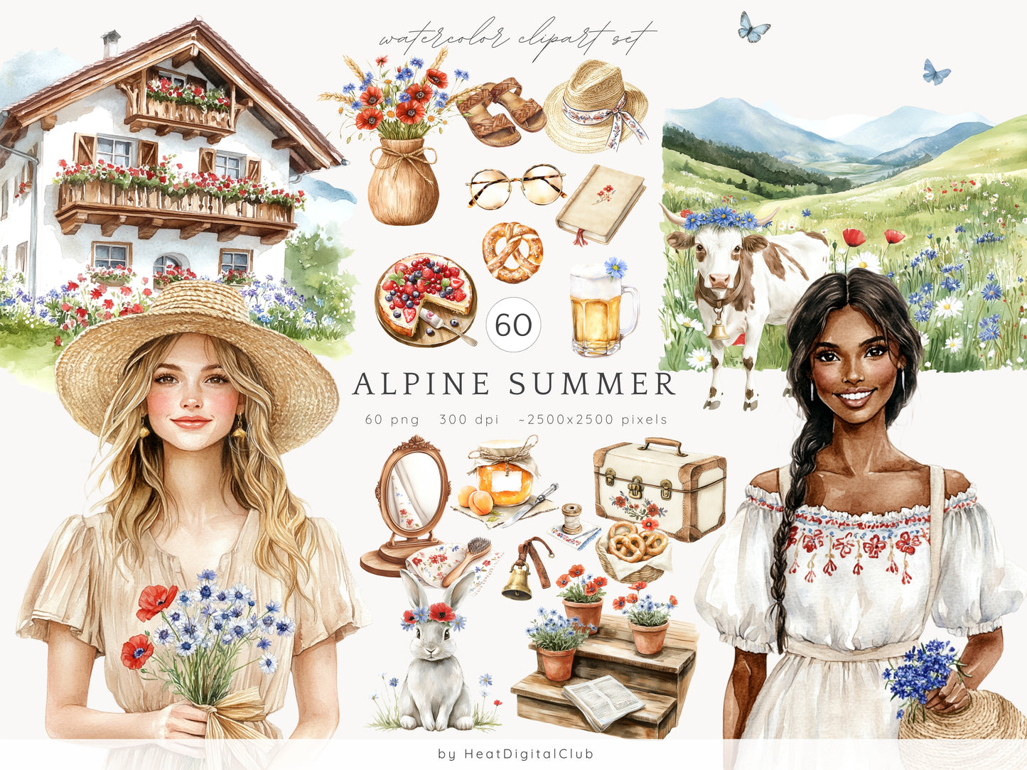 Alpine Summer - Collection Bundle, Bavarian Cottage, Rustic Countryside | 85 PNG/JPEG