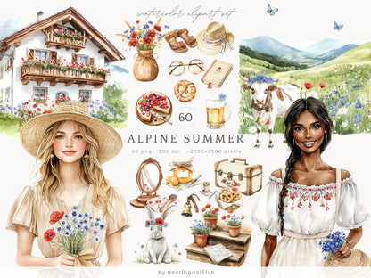 Alpine Summer - Collection Bundle, Bavarian Cottage, Rustic Countryside | 85 PNG/JPEG