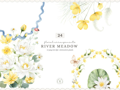 River Meadow - Otter Clipart Bundle, Cute River Animals, Baby Otter, Woodland Nursery, Spring | 104 PNG/JPEG