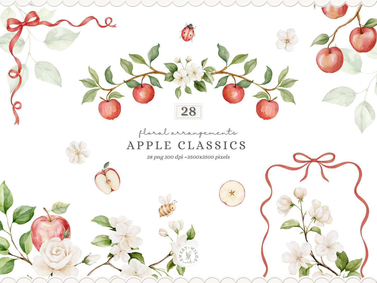 Apple Classics - Apple Classics Nursery Clipart Bundle, Cute Animals, Orchard Kids, Fall Baby | 102 PNG/JPEG