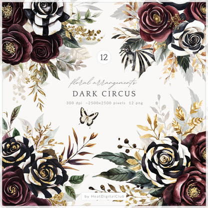 Dark Circus - Collection Bundle, Gothic Halloween, Vintage Carnival | 82 PNG/JPEG