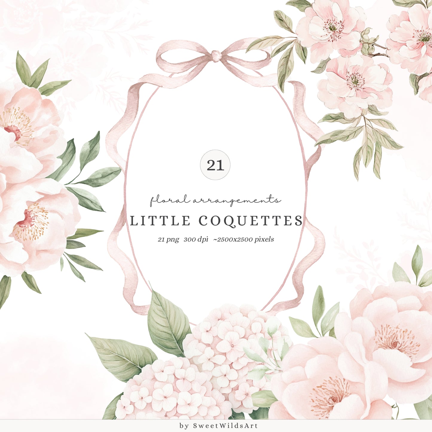 Little Coquettes - Floral Arrangements, Pink Peonies Bouquet, Girly Romantic | 21 PNG