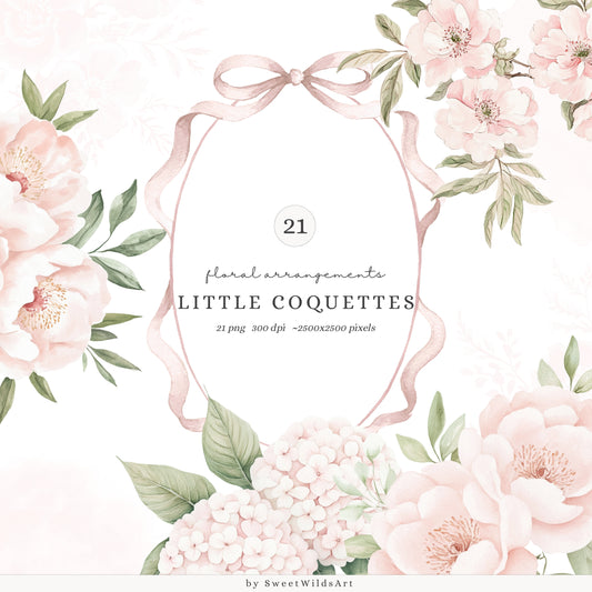 Little Coquettes - Floral Arrangements, Pink Peonies Bouquet, Girly Romantic | 21 PNG