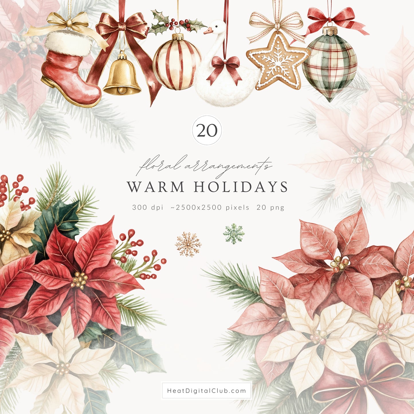 Warm Holidays - Collection Bundle, Cozy Winter, Christmas, Cottagecore | 90 PNG/JPEG
