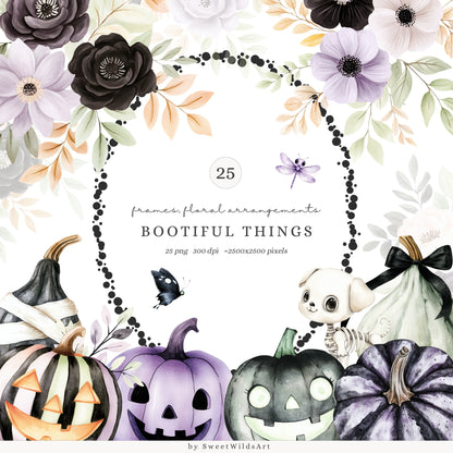 Bootiful Things - Collection Bundle, Cute Halloween, Witch, Ghosts | 117 PNG/JPEG