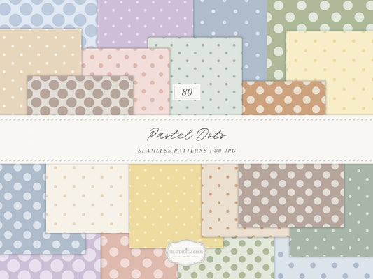 Pastel Polka Dots - Seamless Patterns, Modern Soft Color Collection | 80 JPEG