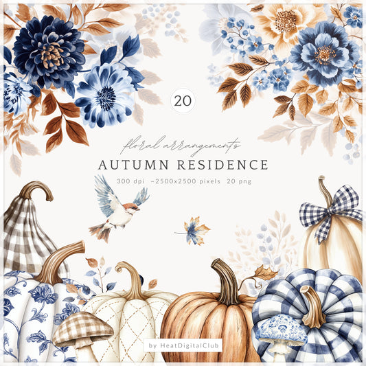 Autumn Residence - Floral Arrangements, Fall Flowers, Pumpkins | 29 PNG