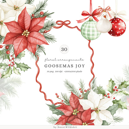 Goosemas Joy - Christmas Clipart Bundle, Cute Silly Goose, Holiday Geese, Baby Shower | 118 PNG/JPEG