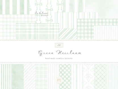 Heirloom - Seamless Patterns Collection, Classic Stripe Gingham Damask Bows, Elegant Digital Paper | 80 JPEG