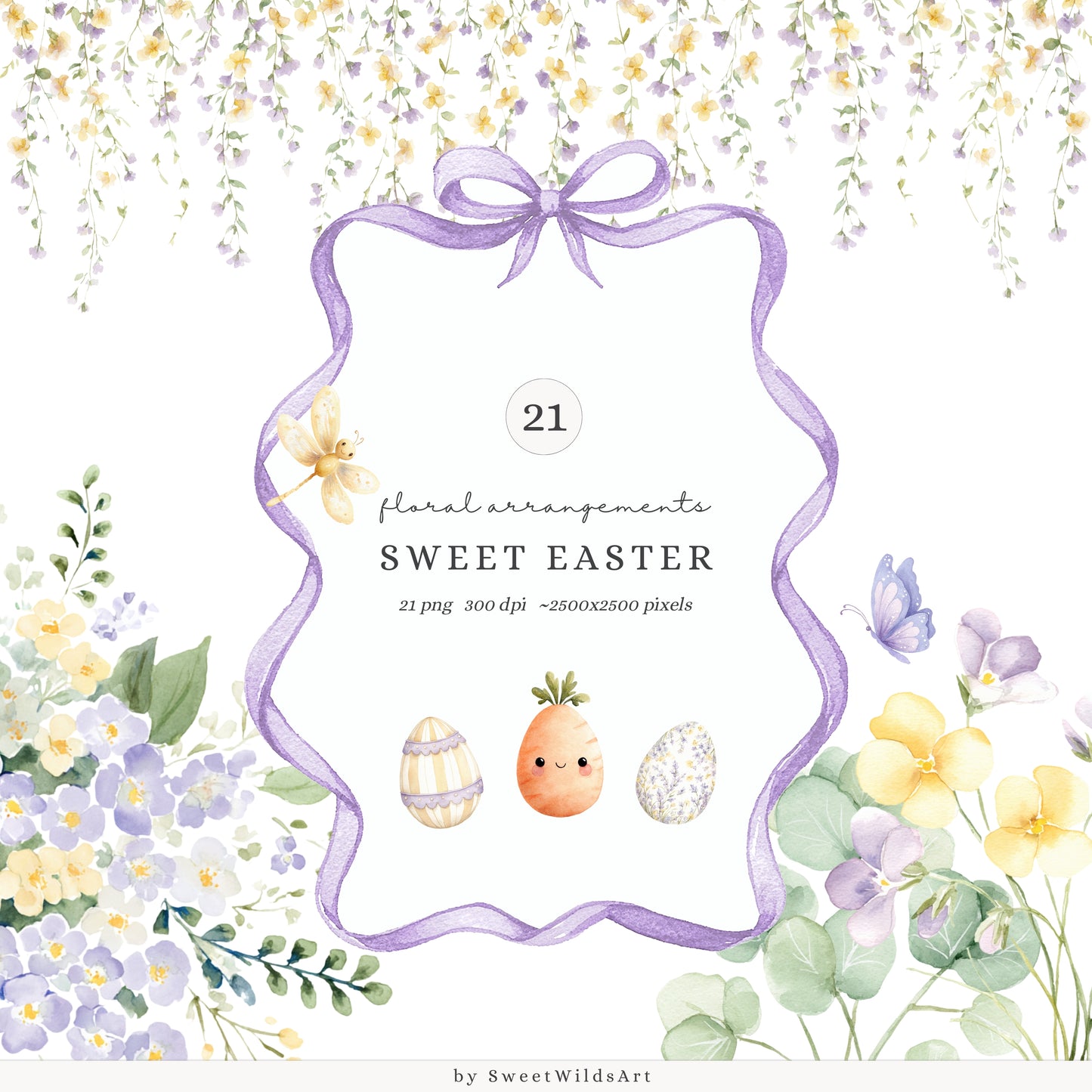 Sweet Easter - Bundle Clipart, Cute Baby Animals, Bunny, Pastel Spring Nursery, Cottagecore | 101 PNG/JPEG