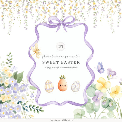 Sweet Easter - Bundle Clipart, Cute Baby Animals, Bunny, Pastel Spring Nursery, Cottagecore | 101 PNG/JPEG