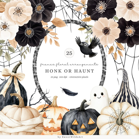 Honk or Haunt - Halloween Floral Arrangements, Fall, Spooky Pumpkins | 25 PNG