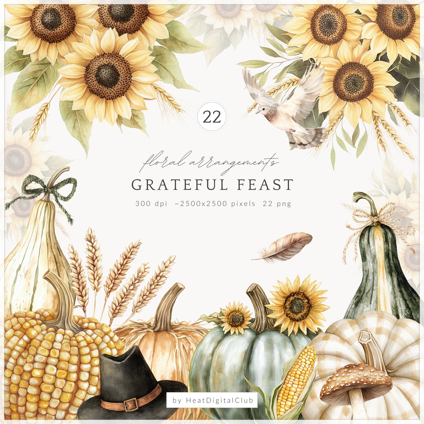 Grateful Feast - Collection Bundle, Thanksgiving Day, Autumn Harvest, Fall | 98 PNG/JPEG
