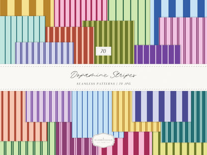 Dopamine Stripes - Colorful Striped Seamless Patterns, Paper Collection | 70 JPEG