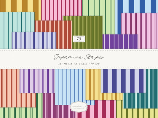 Dopamine Stripes - Colorful Striped Seamless Patterns, Paper Collection | 70 JPEG