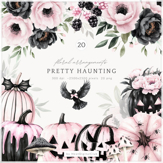 Pretty Haunting - Halloween Floral Arrangements, Gothic Pumpkins, Jack o Lantern | 20 PNG