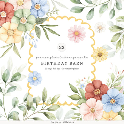 Birthday Barn - Collection Bundle, Farm Animal, Kids Party, Cow, Pig | 121 PNG/JPEG