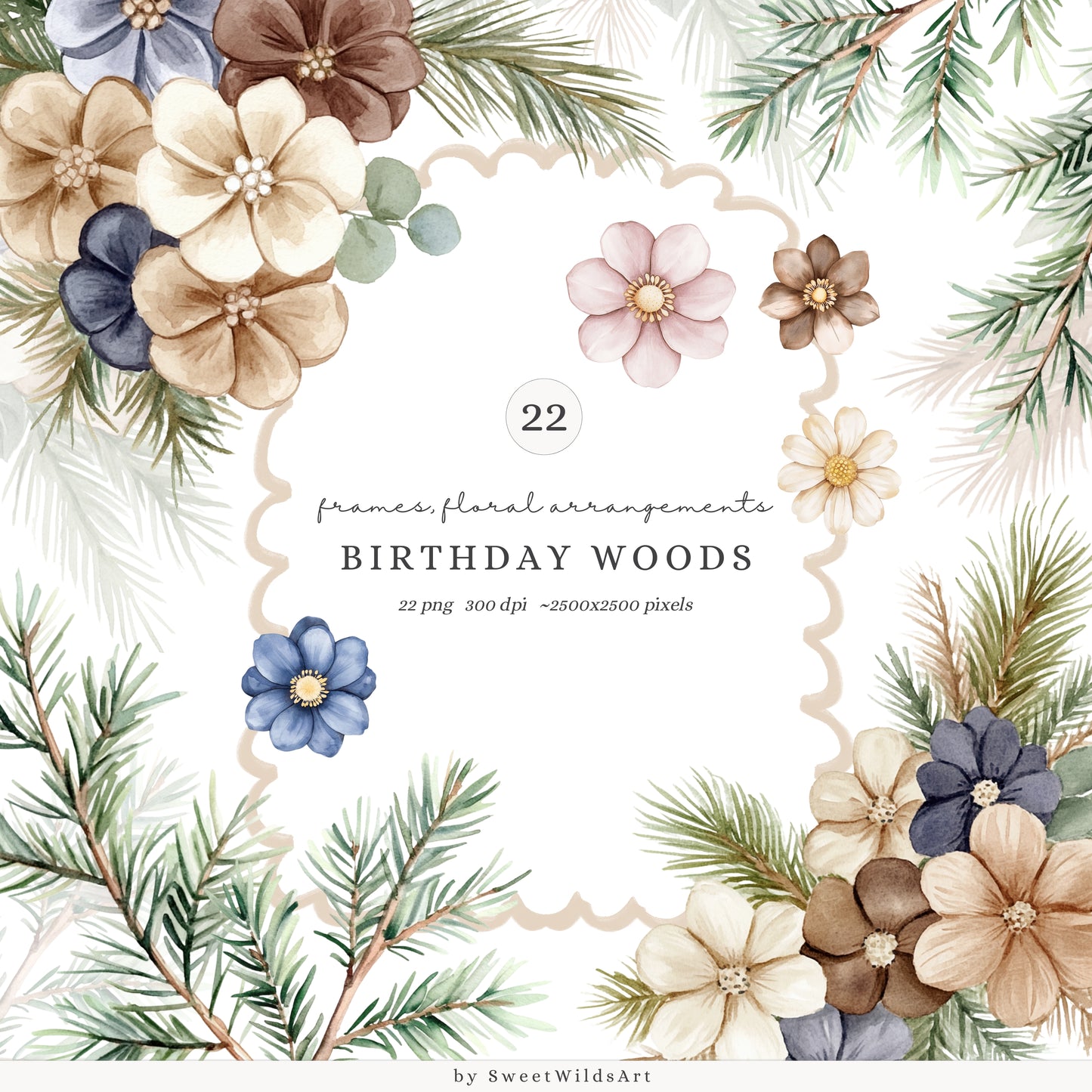 Birthday Woods - Collection Bundle, Woodland Animals , Cute Baby | 127 PNG/JPEG