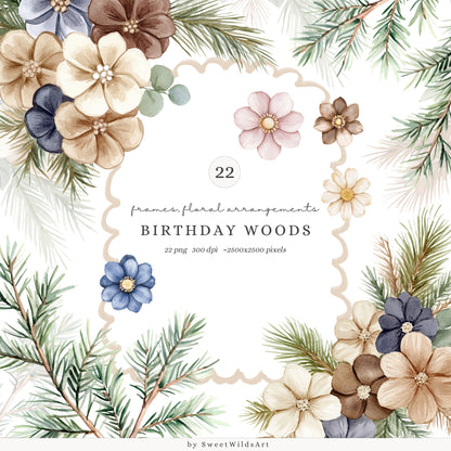 Birthday Woods - Collection Bundle, Woodland Animals , Cute Baby | 127 PNG/JPEG