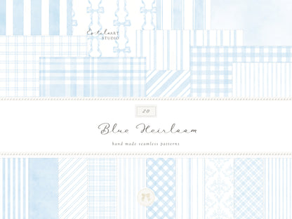 Heirloom - Seamless Patterns Collection, Classic Stripe Gingham Damask Bows, Elegant Digital Paper | 80 JPEG