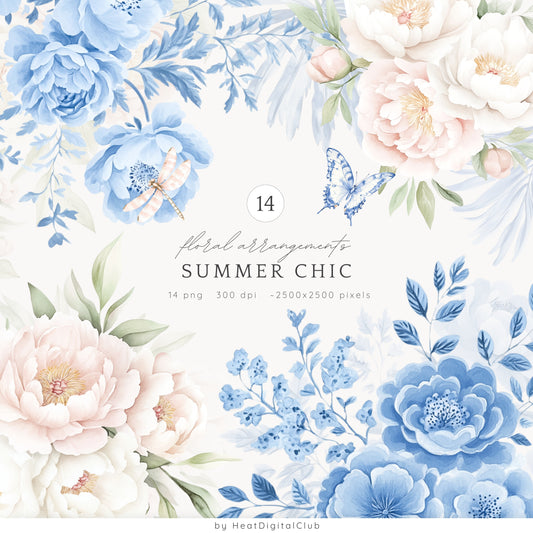 Summer Chic – Grandmillennial Floral Arrangements | 14 PNG