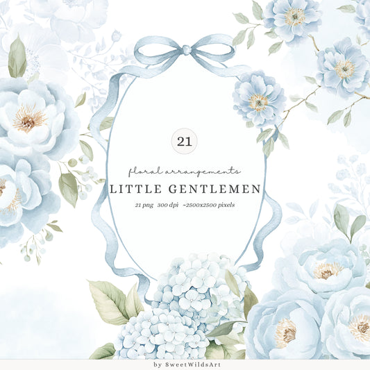 Little Gentlemen - Floral Arrangements, Blue Peonies Floral Bouquet, Boy's Romantic Coquette | 21 PNG