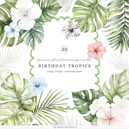 Birthday Tropics - Collection Bundle, Jungle, Baby Animals, Tropical | 123 PNG/JPEG