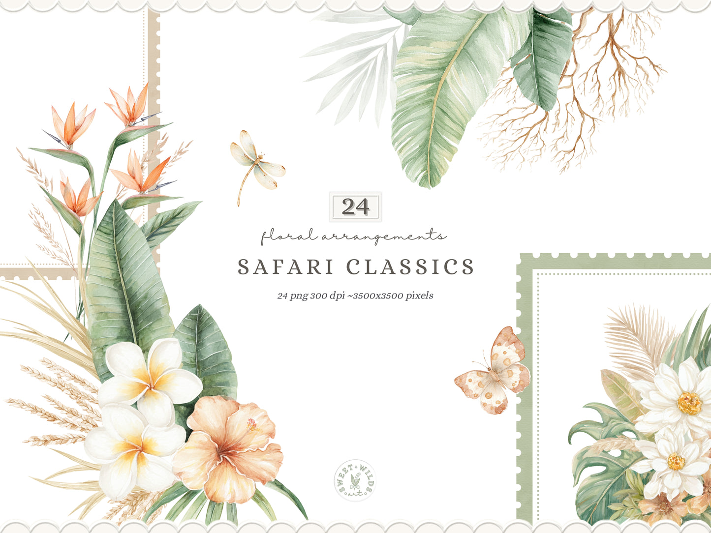 Safari Classics - Clipart Bundle, Teddy Bear, Cute Jungle, Baby Shower Nursery | 107 PNG/JPEG